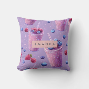 Cojín Decorativo Batido Morado de Personalizado de Éxtasis de Bayas