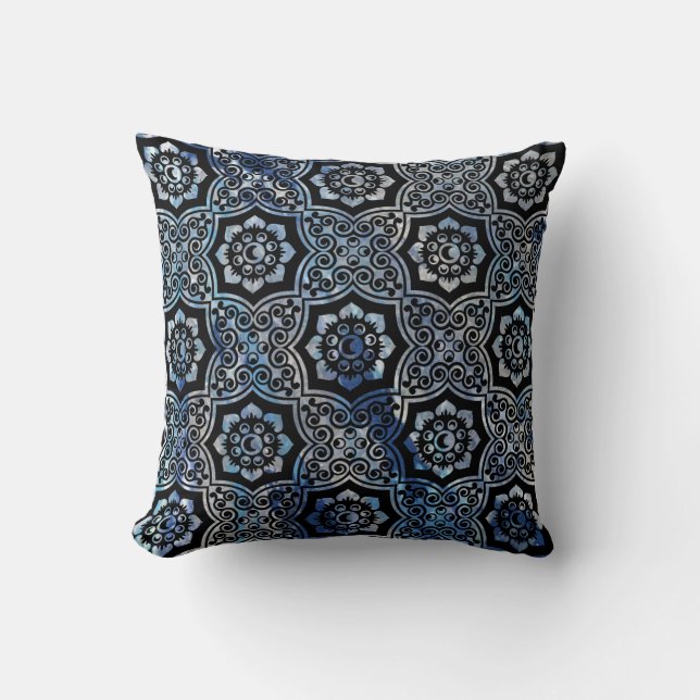 Cojín Decorativo Batik indio - Azul (Anverso)