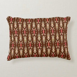 Cojín Decorativo Batik tribal - Brown, moreno y coral
