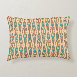 Cojín Decorativo Batik Tribal - Melocotón Rosa y Turquesa