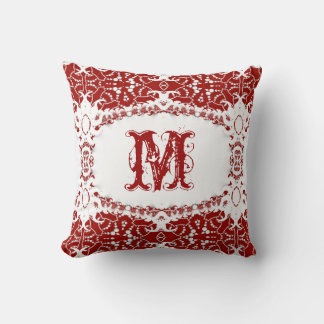 Cojín Decorativo Batik tribal moderno monograma Cushion rojo blanco