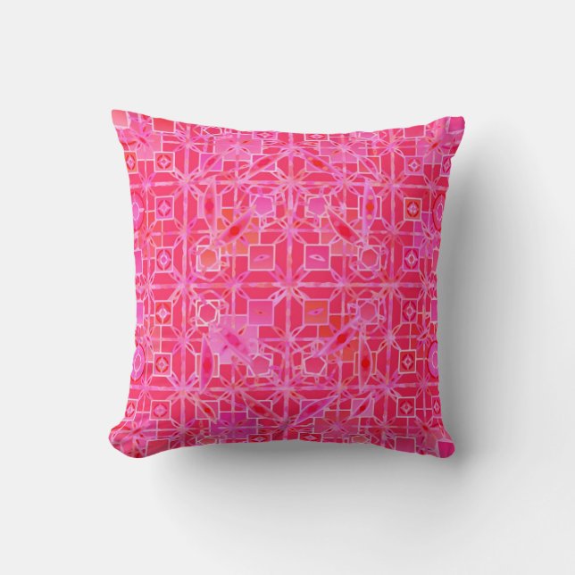 Cojín Decorativo Batik tribal - sombras del rosa fucsia (Anverso)