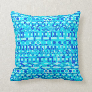 Cojín Decorativo Batik tribal - turquesa, aguamarina y azul de