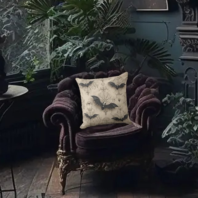 Cojín Decorativo Bats & Spider Webs Gótico (Subido por el creador)
