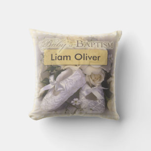 Cojín Decorativo Bautizo de bebé Neutral, Nombre personalizable, Li
