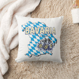 Cojín Decorativo Baviera Alemania Retro Estado Federal Mapa Edelwei