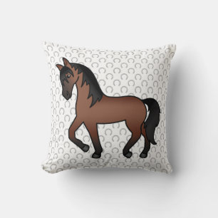 Cojín Decorativo Bay Brown Trotting Horse Cute Personalizado Ilustr