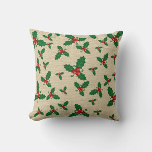 Cojín Decorativo Bayas de Acebo de Navidad 