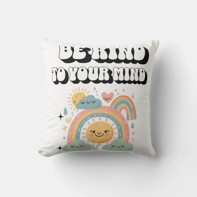 Cojín Decorativo Be Kind to Your Mind - Cute Mental Health Rainbow  (Anverso)