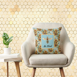 Cojín Decorativo Be Kind Vintage Turquoise Sunflower Bee
