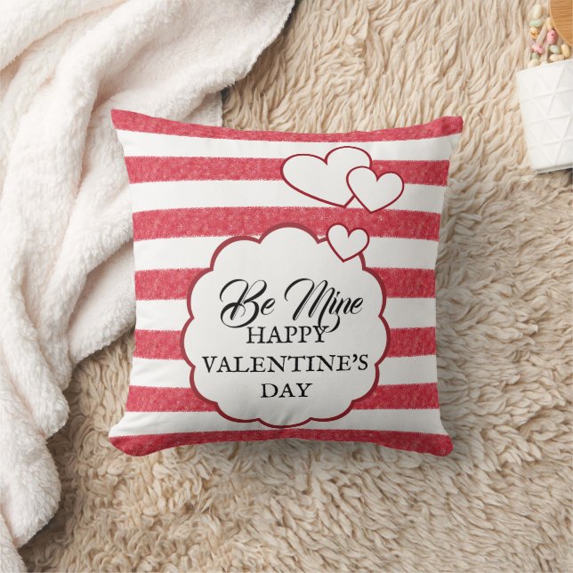 Cojín Decorativo Be Mine Happy Valentine's Day Heart Chalk Stripes (Manta)