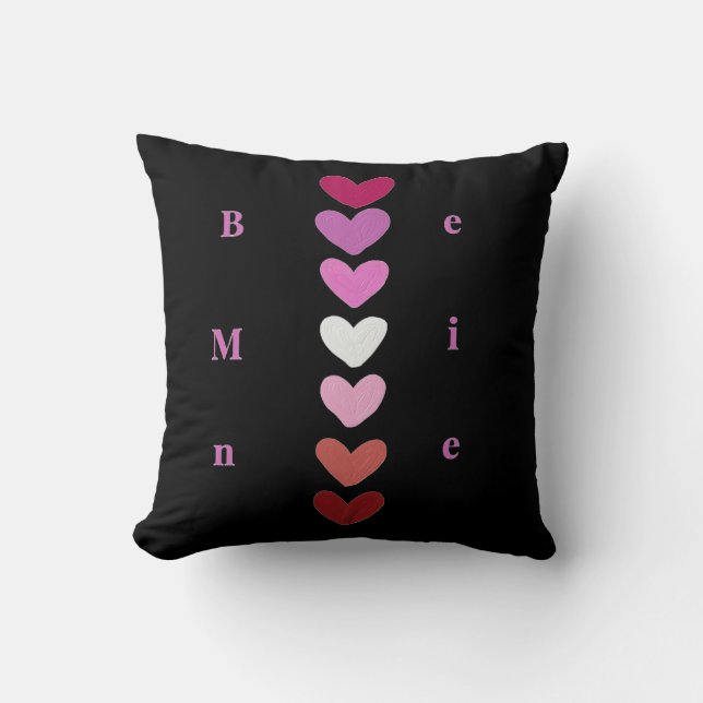 Cojín Decorativo Be Mine Minimal Heart Stack Valentine T-Shirt (Anverso)