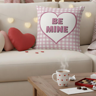 Cojín Decorativo Be Mine Valentine Pink and White Plaid Gingham