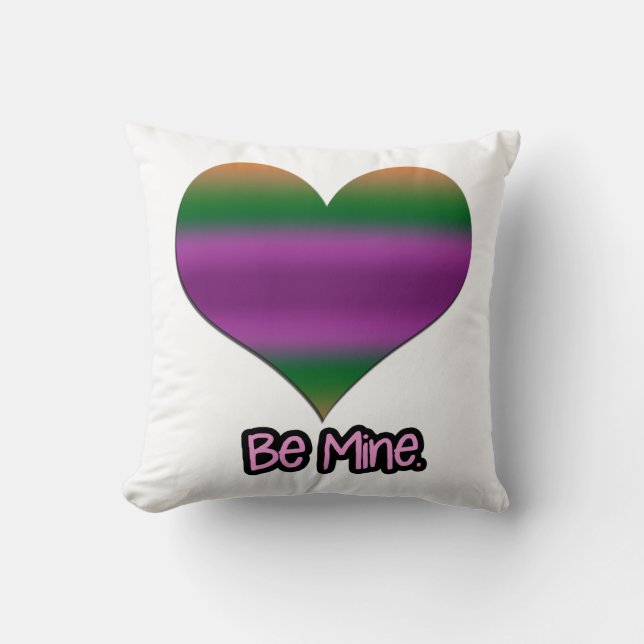 Cojín Decorativo Be Mine Valentine Purple Stripe Heart (Anverso)
