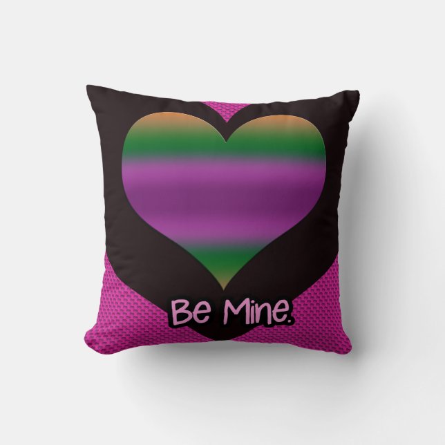 Cojín Decorativo Be Mine Valentine Purple Stripe Heart (Anverso)