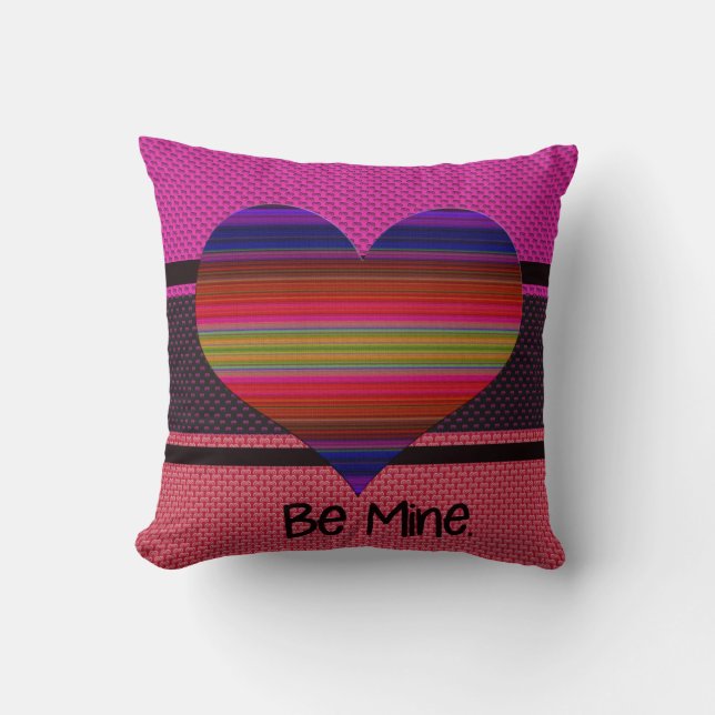 Cojín Decorativo Be Mine Valentine Rainbow Heart Heart (Anverso)