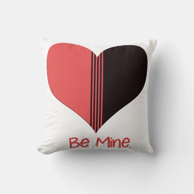 Cojín Decorativo Be Mine Valentine Red Stripe Heart (Anverso)