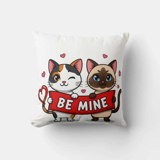 Cojín Decorativo BE MINE Valentine's Cats | Cute Kittens with Love (Anverso)