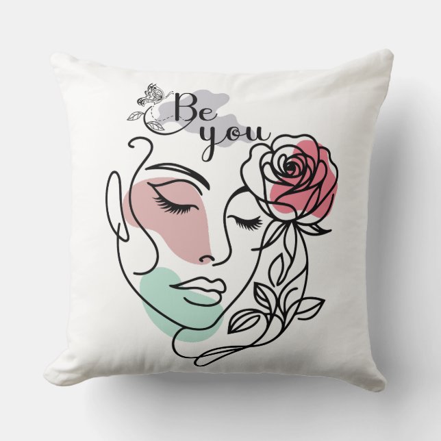 Cojín Decorativo Be You Face Line Art Woman Face Line Art (Anverso)