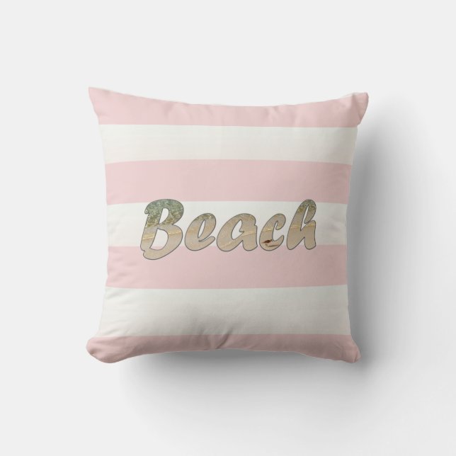 Cojín Decorativo Beach Art Pink Cabana Stripe (Anverso)