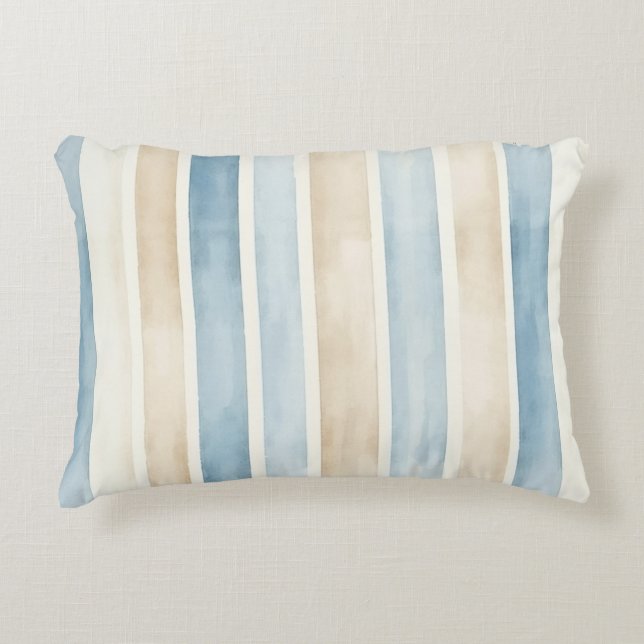Cojín Decorativo Beach Blue Cream Stripes (Anverso)