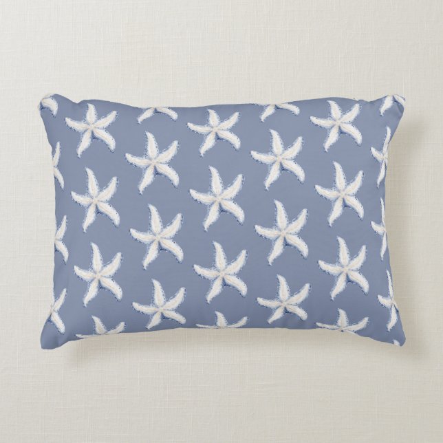 Cojín Decorativo Beach Blue White Starfish (Anverso)