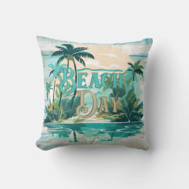 Cojín Decorativo Beach Day Verde azulado Beige Palm Trees Beach Coa
