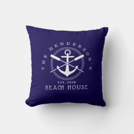 Cojín Decorativo Beach House  Nautical Anchor Blue décor Vacation