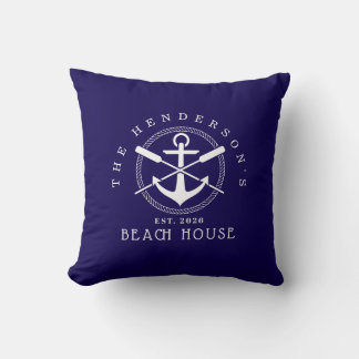 Cojín Decorativo Beach House Nautical Anchor Blue décor Vacation