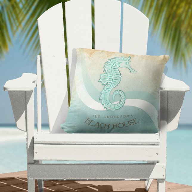 Cojín Decorativo Beach House Seahorse Aqua Blue ID623 (Subido por el creador)