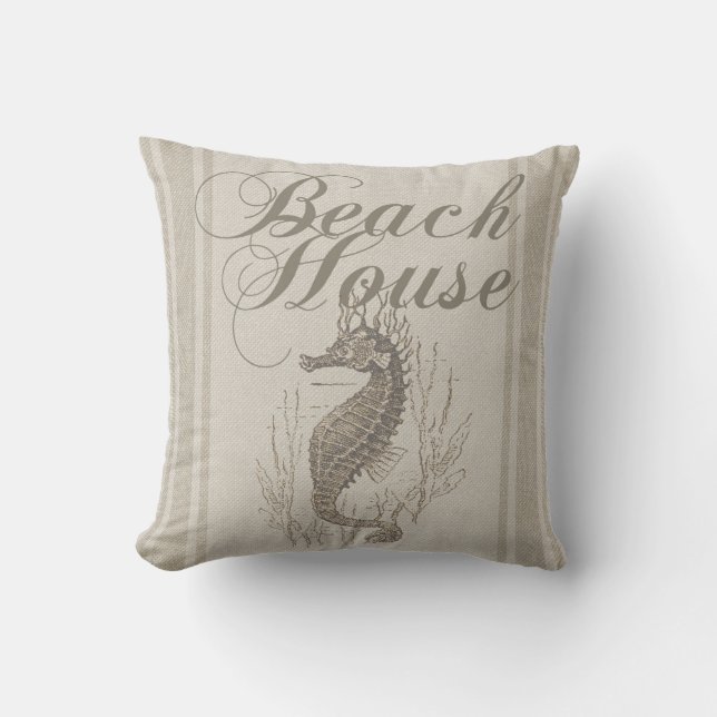 Cojín Decorativo Beach House Seahorse Seashore (Anverso)