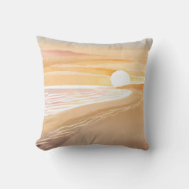 Cojín Decorativo Beach Sunset Watercolor | Amarillo hermoso