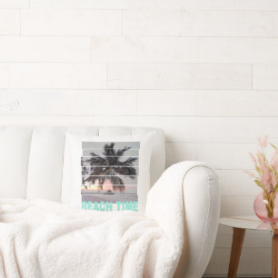 Cojín Decorativo Beach Time Vintage Pier Palm Tree Sunset Souvenir