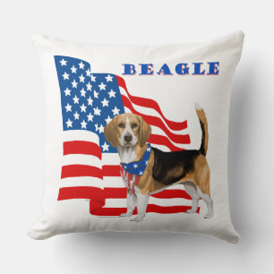 Cojín Decorativo Beagle con bandera americana