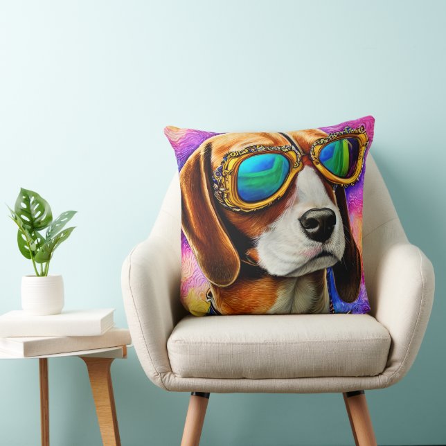 Cojín Decorativo Beagle con gafas de sol (Silla)