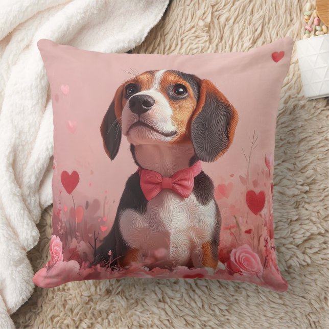 Cojín Decorativo Beagle con Rosas - Día de San Valentín (Manta)