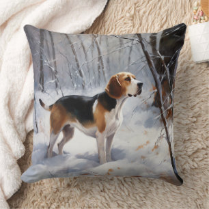 Cojín Decorativo Beagle Deja que nieve Navidad