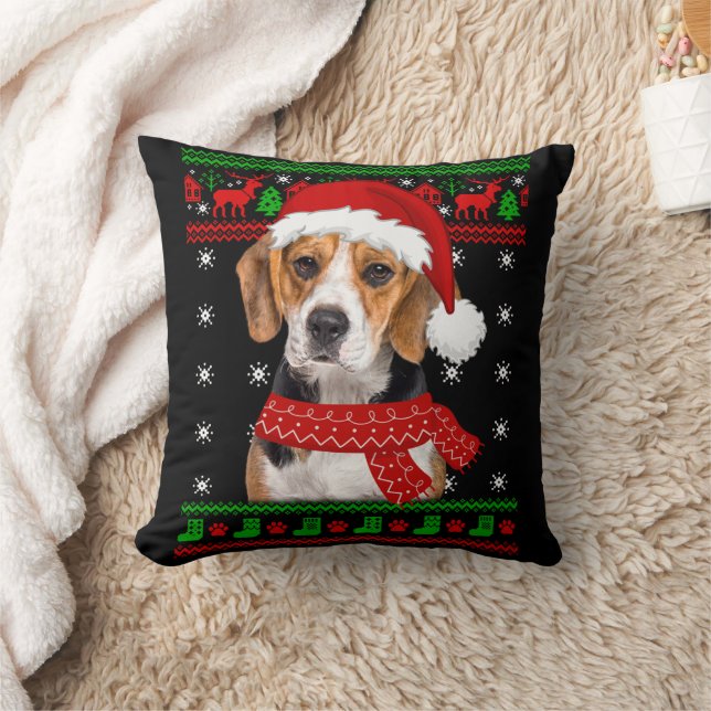Cojín Decorativo Beagle Dog Navidades suéteres feos Perros Perros (Manta)