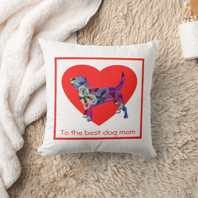 Cojín Decorativo Beagle Dog Silhouette Red Heart Día de la Madre (Manta)