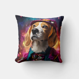 Cojín Decorativo Beagle en un Gorra rosado