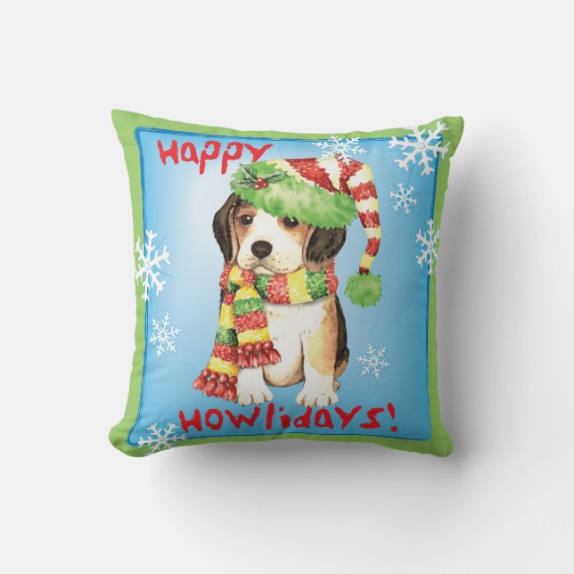 Cojín Decorativo Beagle feliz de Howliday (Anverso)