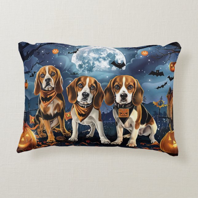 Cojín Decorativo Beagle Halloween Spooky (Reverso)