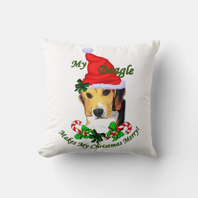 Cojín Decorativo Beagle Navidades Merry (Anverso)