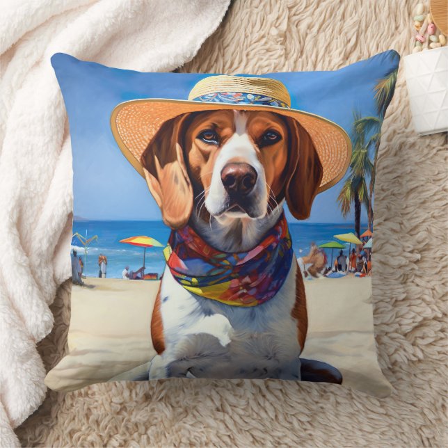 Cojín Decorativo Beagle on Beach, regalo de verano para los amantes (Manta)