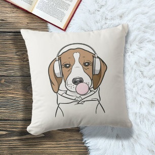 Cojín Decorativo Beagle Relajante con Chicle Bonito Perro Divertido
