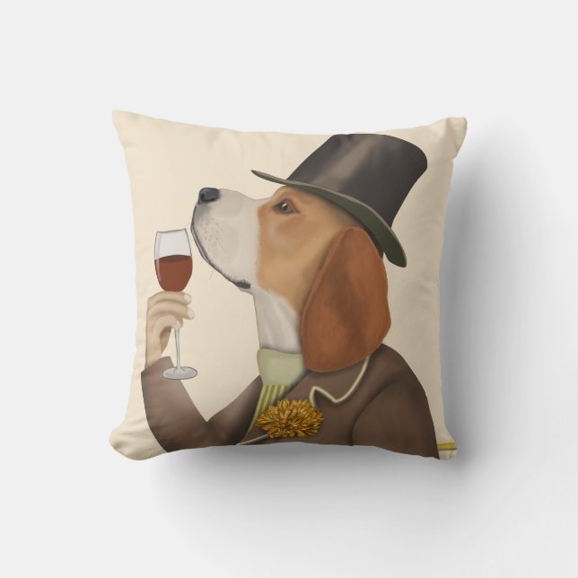 Cojín Decorativo Beagle Wine Snob (Anverso)