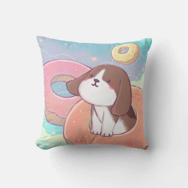 Cojín Decorativo Beagle y Donuts (Anverso)