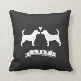 Cojín Decorativo Beagles Love - Silhouettes de perro con corazón