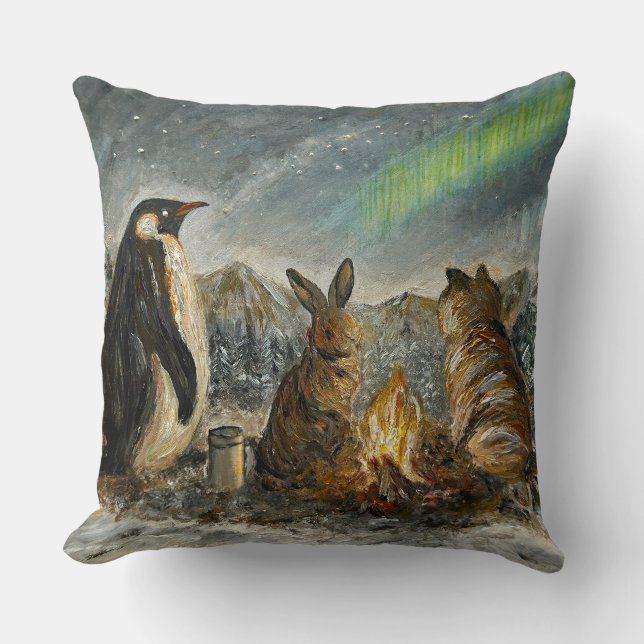 Cojín Decorativo Beam Lingering Whimsical Aurora Animals Painting (Anverso)