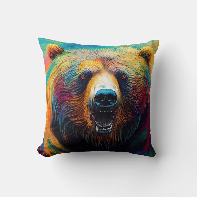 Cojín Decorativo Bear Grizzly Animal Discovery Adventure Nature Pla (Anverso)